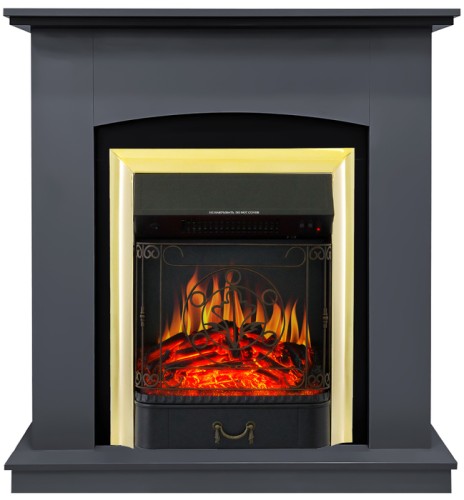 Электрокамин с классическим очагом 2D Royal Flame Barсelona дуб серый с очагом Majestic FX Brass/Black
