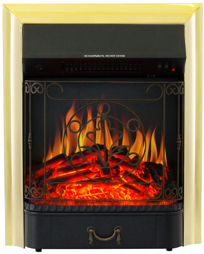 Электрокамин с классическим очагом 2D Royal Flame Barсelona дуб серый с очагом Majestic FX Brass/Black
